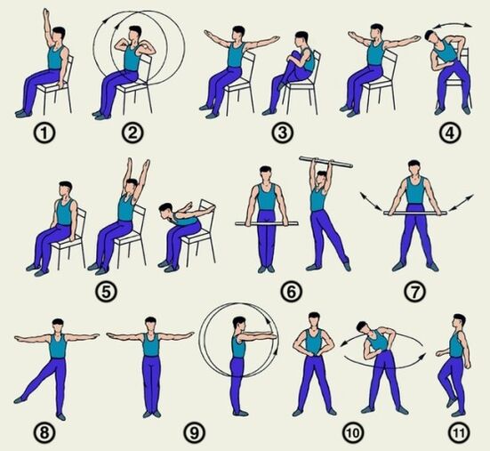A set of exercises for osteochondrosis
